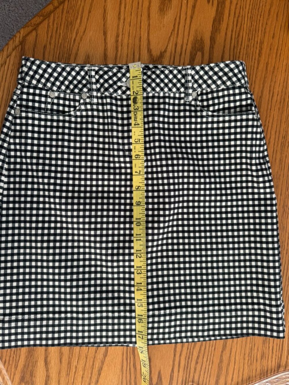 Talbots Petites Gingham Denim Skirt - Picture 4 of 6